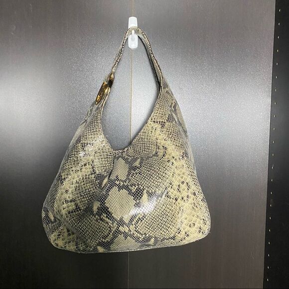 Michael Michael Kors Fulton embossed python leather large hobo shoulder bag - Picture 4 of 12
